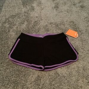 AVIA Active Shorts - Moisture Wicking - Black & Purple - Small (S)